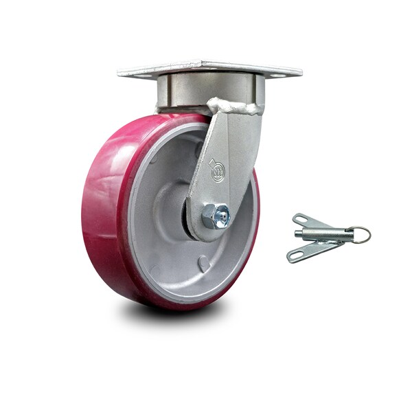 6 Inch Kingpinless Poly on Aluminum Wheel Swivel Caster with Swivel Lock SCC